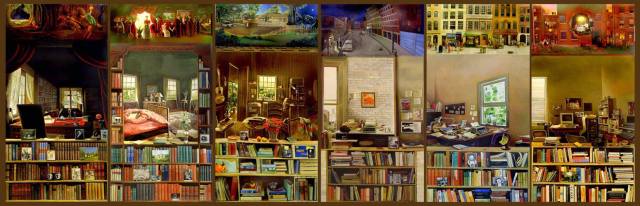 Espectacular pintura mural de la artista mexicana Elena Climent en el Greenwich de Nueva York- At Home With Their Books